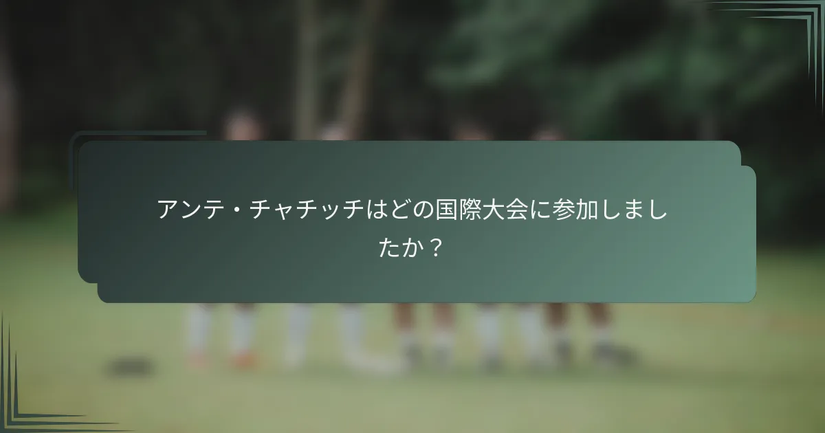 アンテ・チャチッチはどの国際大会に参加しましたか?