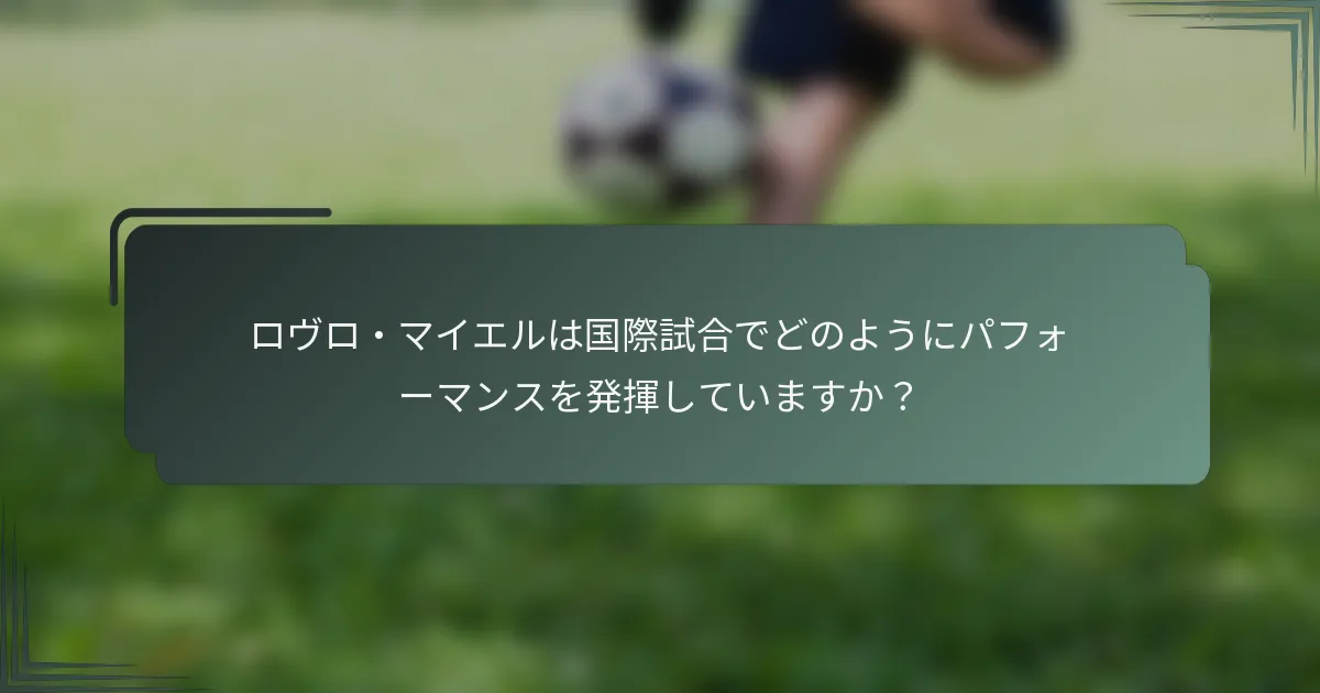 ロヴロ・マイエルは国際試合でどのようにパフォーマンスを発揮していますか？