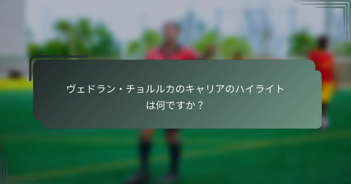 ヴェドラン・チョルルカのキャリアのハイライトは何ですか？
